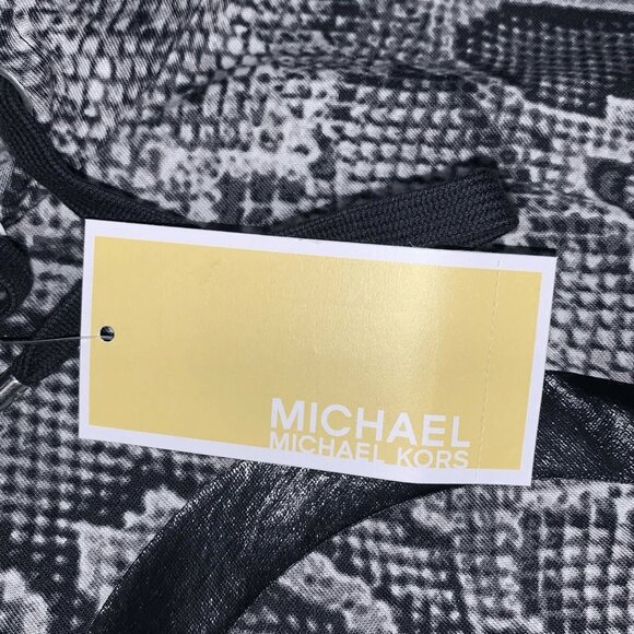Michael Kors Womens XS Hooded Python Snake Print Mini Dress Black Gray NWT - Picture 7 of 8
